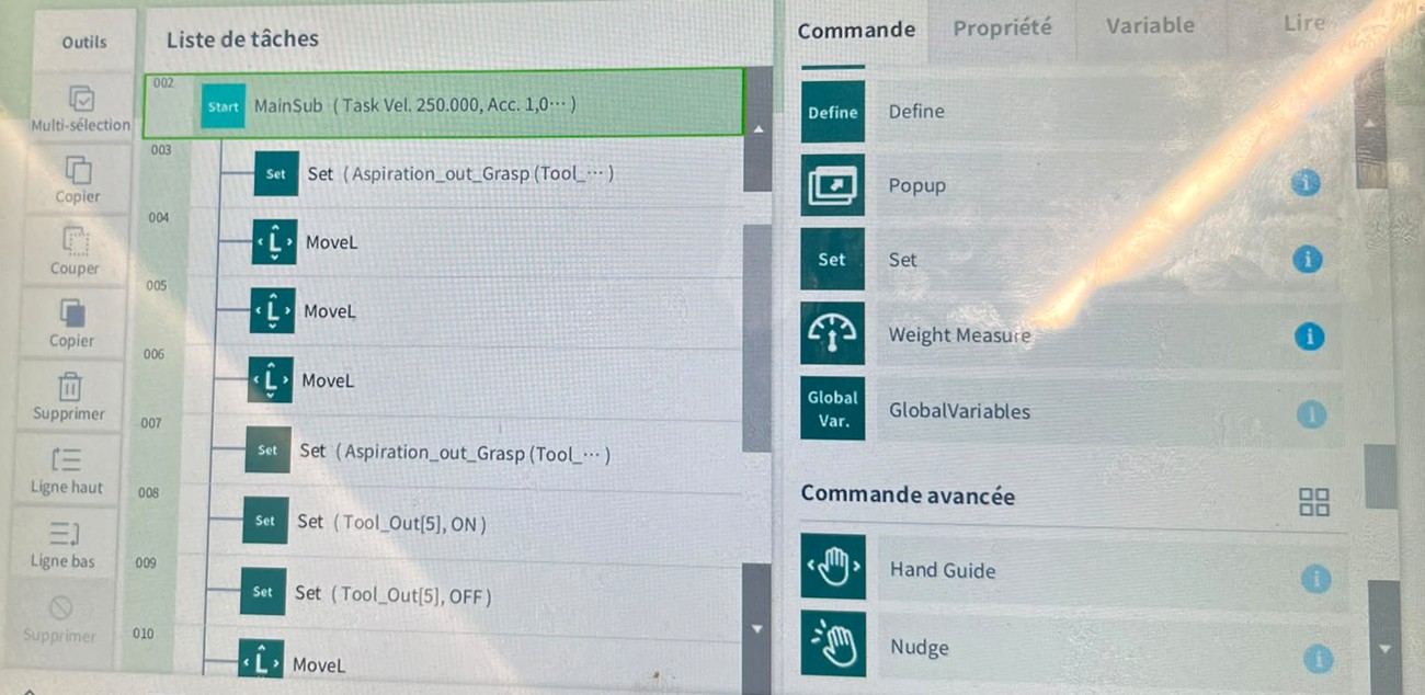 Programme Doosan dans le Task Builder