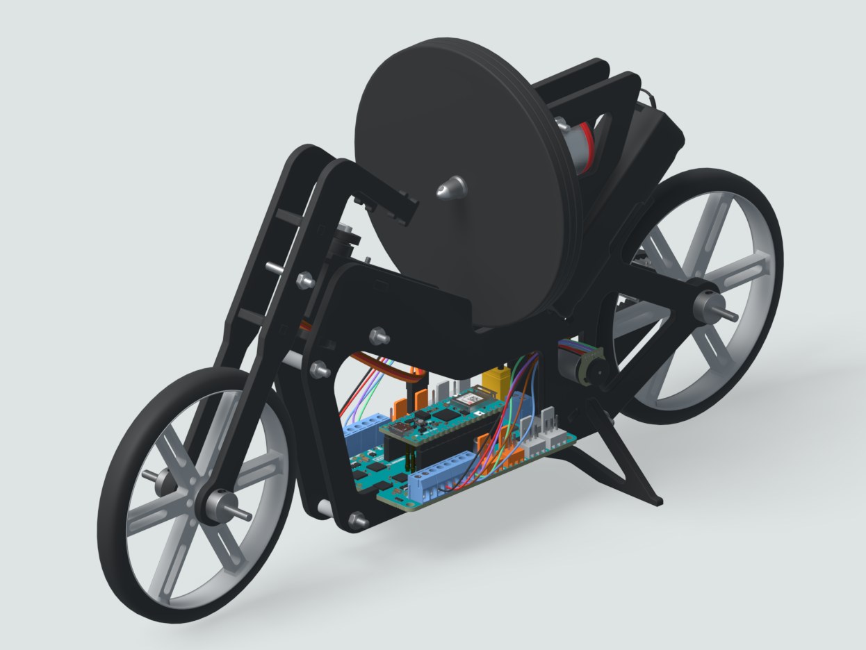 La moto auto-équilibrée et sa roue d’inertie